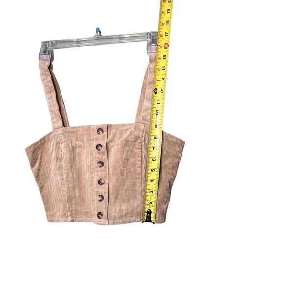 Forever 21 Crop Top Womens Small Tan Sage Corduroy Button Front Back Zip Lot 2 - Picture 8 of 12